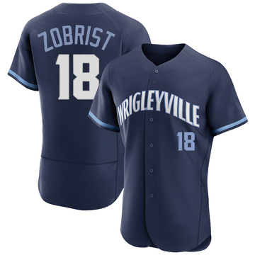 Authentic Ben Zobrist Men's Chicago Cubs Navy 2021 City Connect Jersey