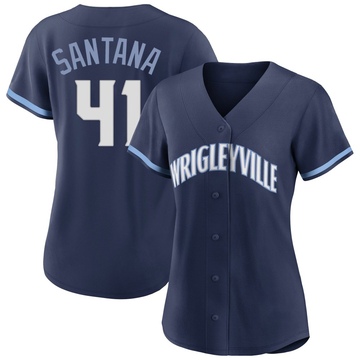 Authentic Carlos Santana Women's Chicago Cubs Navy 2021 City Connect Jersey