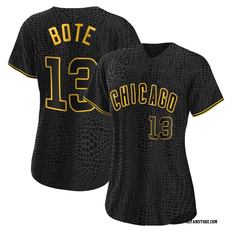 Authentic David Bote Women's Chicago Cubs Black Snake Skin City Jersey