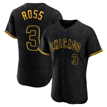 Authentic David Ross Men's Chicago Cubs Black Snake Skin City Jersey