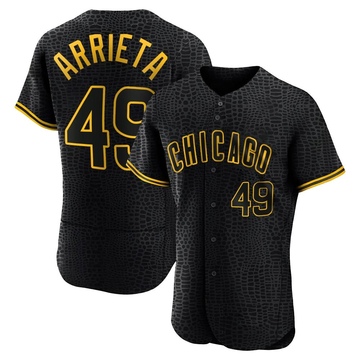 Authentic Jake Arrieta Men's Chicago Cubs Black Snake Skin City Jersey