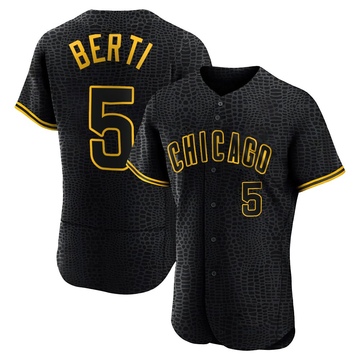 Authentic Jon Berti Men's Chicago Cubs Black Snake Skin City Jersey
