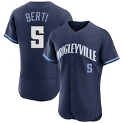 Authentic Jon Berti Men's Chicago Cubs Navy 2021 City Connect Jersey
