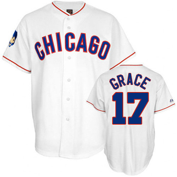 Authentic Mark Grace Men's Chicago Cubs White 1968 Throwback Jersey