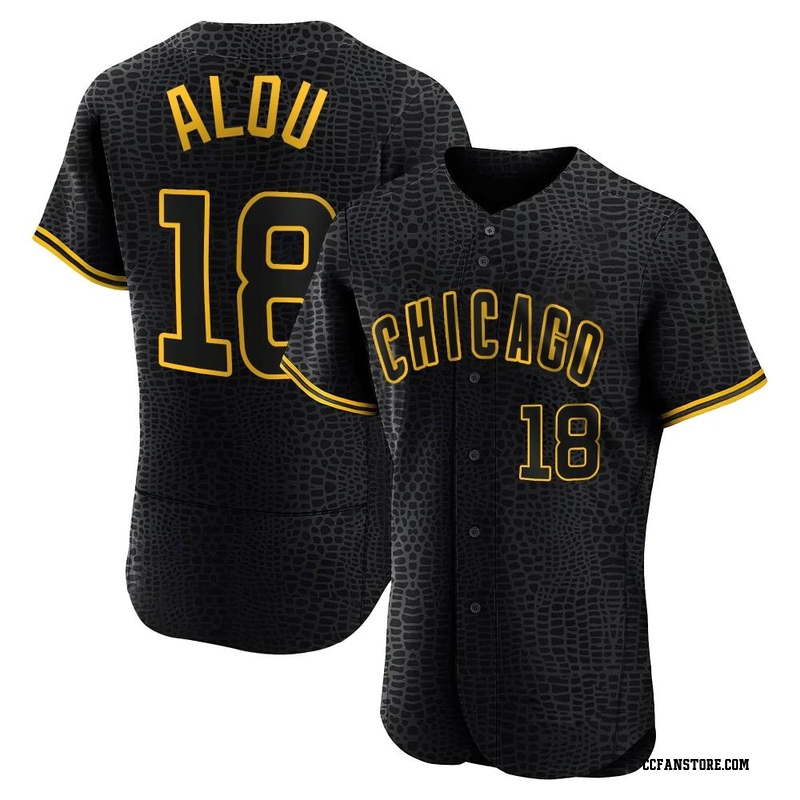Authentic Moises Alou Men's Chicago Cubs Black Snake Skin City Jersey