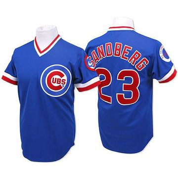 Authentic Ryne Sandberg Men's Chicago Cubs Blue Throwback Jersey