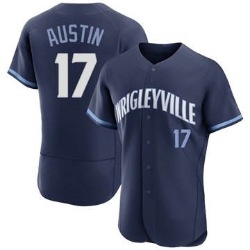 Authentic Tyler Austin Men's Chicago Cubs Navy 2021 City Connect Jersey