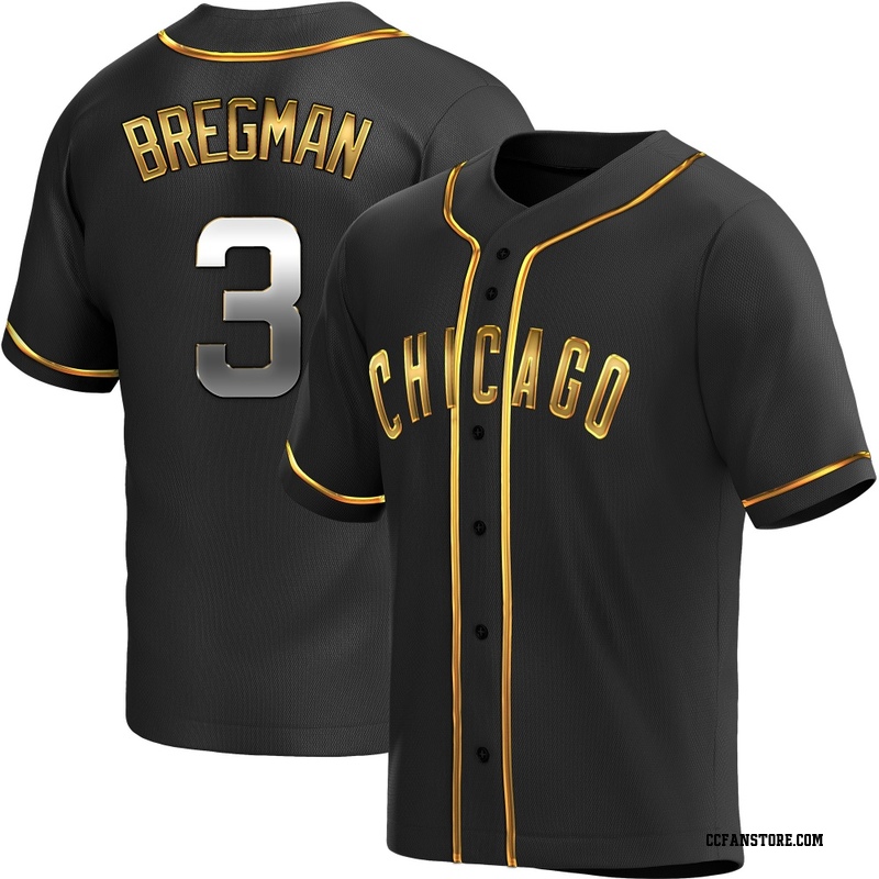 Replica Alex Bregman Men's Chicago Cubs Black Golden Alternate Jersey