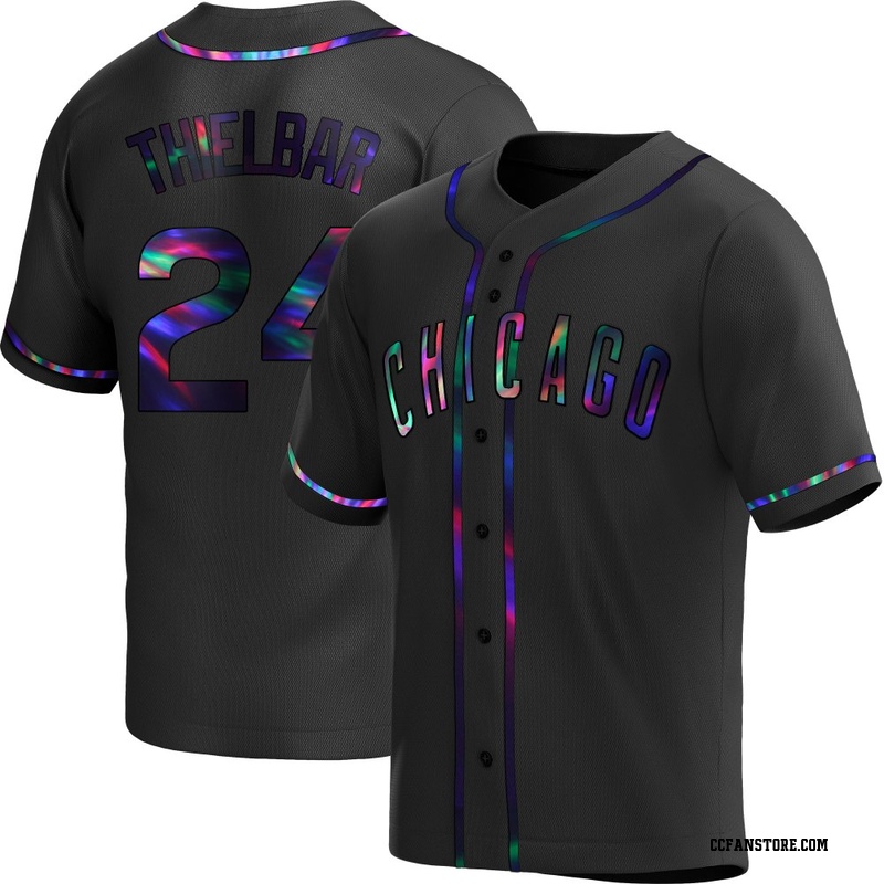 Replica Caleb Thielbar Youth Chicago Cubs Black Holographic Alternate Jersey