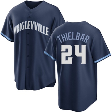 Replica Caleb Thielbar Youth Chicago Cubs Navy 2021 City Connect Jersey