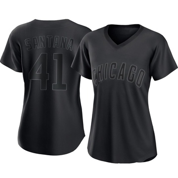 Replica Carlos Santana Women's Chicago Cubs Black Pitch Fashion Jersey