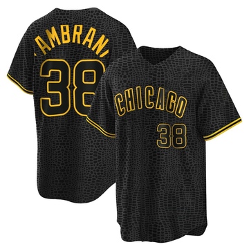 Replica Carlos Zambrano Men's Chicago Cubs Black Snake Skin City Jersey