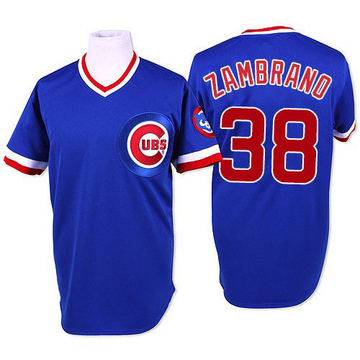 Replica Carlos Zambrano Men's Chicago Cubs Blue Throwback Jersey