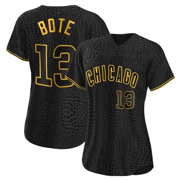 Replica David Bote Women's Chicago Cubs Black Snake Skin City Jersey