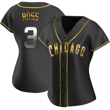 Replica David Ross Women's Chicago Cubs Black Golden Alternate Jersey