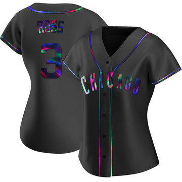 Replica David Ross Women's Chicago Cubs Black Holographic Alternate Jersey