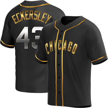 Replica Dennis Eckersley Men's Chicago Cubs Black Golden Alternate Jersey