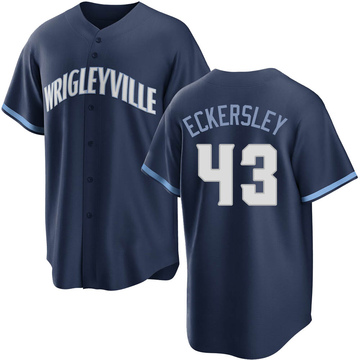Replica Dennis Eckersley Youth Chicago Cubs Navy 2021 City Connect Jersey