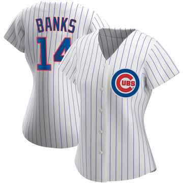 Men's Chicago Cubs Ernie Banks Majestic White/Royal Big & Tall Cooperstown  Collection Cool Base Replica