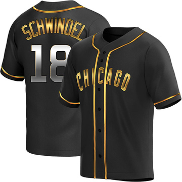 Replica Frank Schwindel Youth Chicago Cubs Black Golden Alternate Jersey
