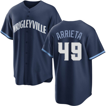 Replica Jake Arrieta Youth Chicago Cubs Navy 2021 City Connect Jersey