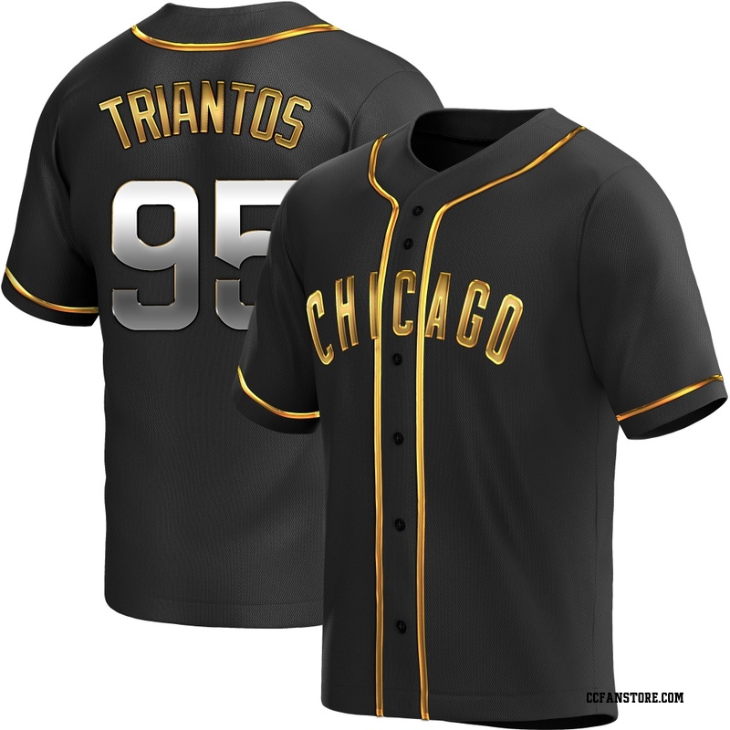 Replica James Triantos Men's Chicago Cubs Black Golden Alternate Jersey