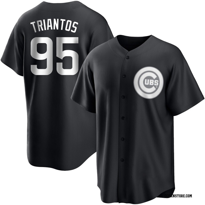 Replica James Triantos Men's Chicago Cubs White Black/ Jersey