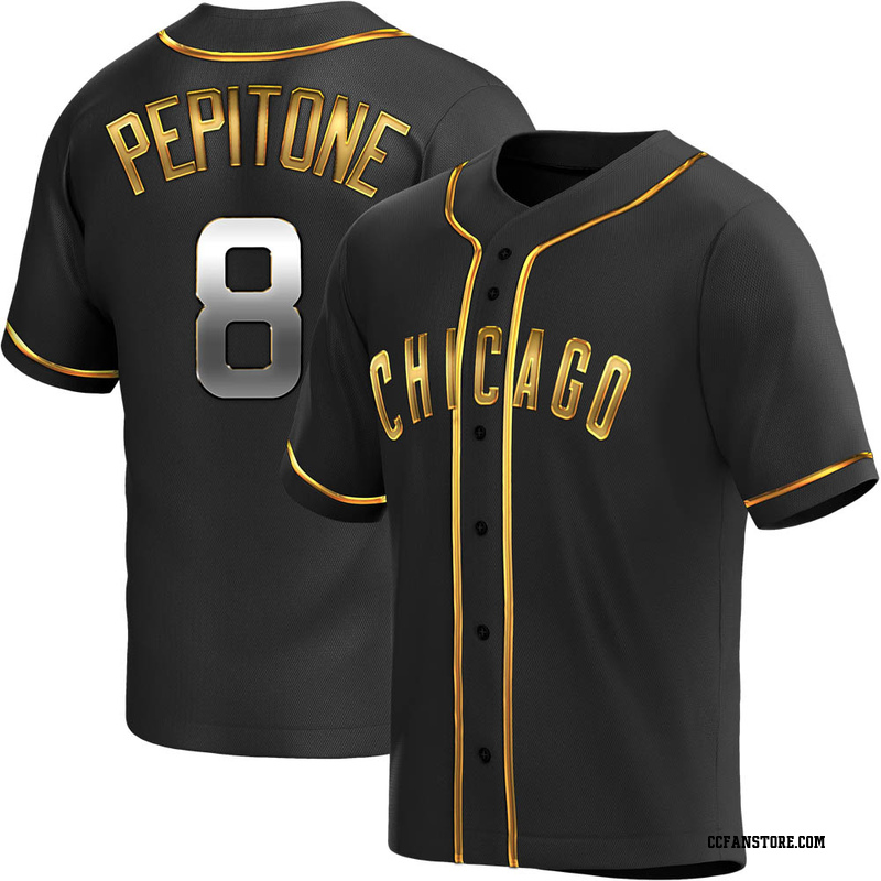 Replica Joe Pepitone Men's Chicago Cubs Black Golden Alternate Jersey