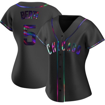 Replica Jon Berti Women's Chicago Cubs Black Holographic Alternate Jersey