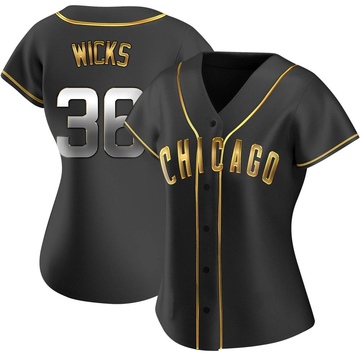 Replica Jordan Wicks Women's Chicago Cubs Black Golden Alternate Jersey