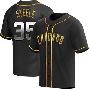 Replica Justin Steele Men's Chicago Cubs Black Golden Alternate Jersey