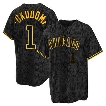Replica Kosuke Fukudome Youth Chicago Cubs Black Snake Skin City Jersey