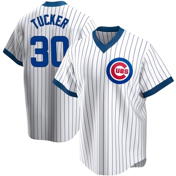 Replica Kyle Tucker Men's Chicago Cubs White Home Cooperstown Collection Jersey