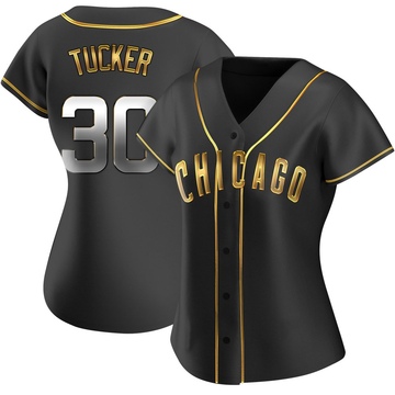 Replica Kyle Tucker Women's Chicago Cubs Black Golden Alternate Jersey