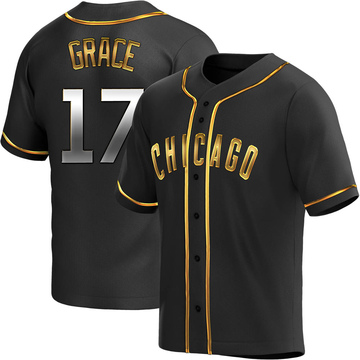 Replica Mark Grace Men's Chicago Cubs Black Golden Alternate Jersey