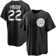 Replica Mark Prior Men's Chicago Cubs White Black/ Jersey