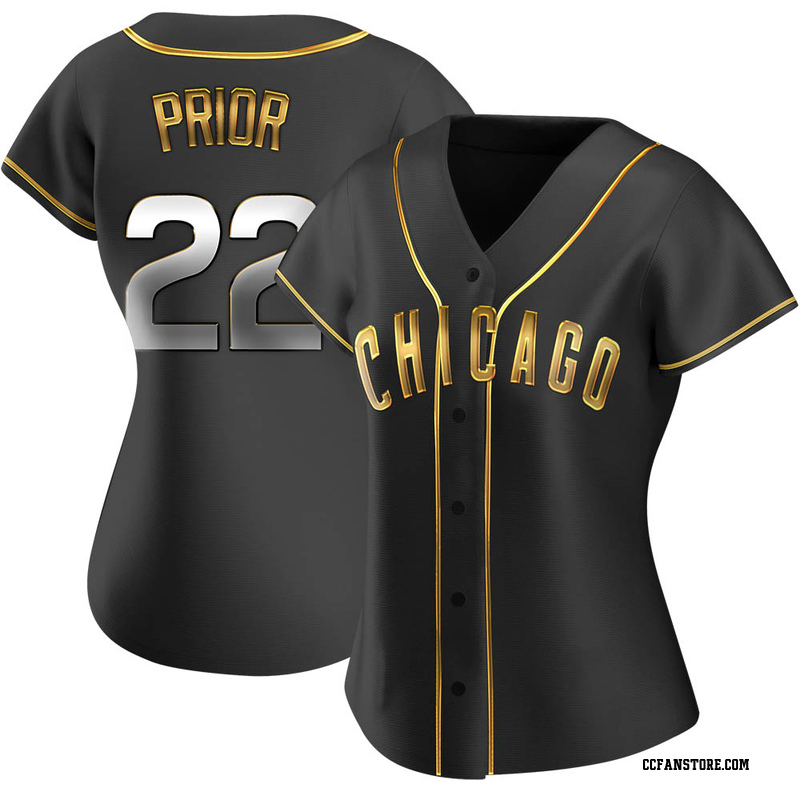 Replica Mark Prior Women's Chicago Cubs Black Golden Alternate Jersey