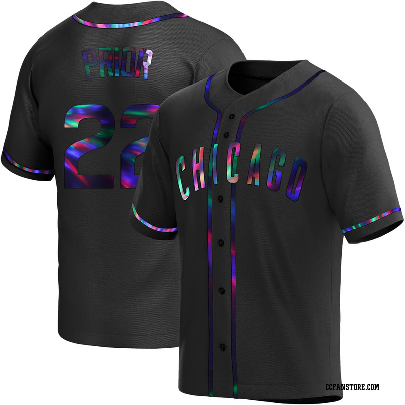 Replica Mark Prior Youth Chicago Cubs Black Holographic Alternate Jersey