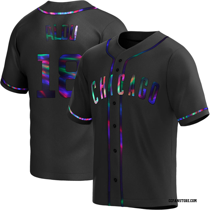 Replica Moises Alou Men's Chicago Cubs Black Holographic Alternate Jersey