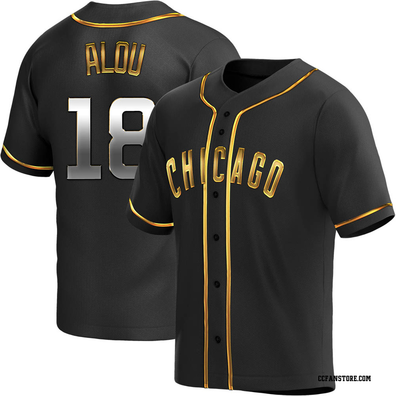 Replica Moises Alou Youth Chicago Cubs Black Golden Alternate Jersey