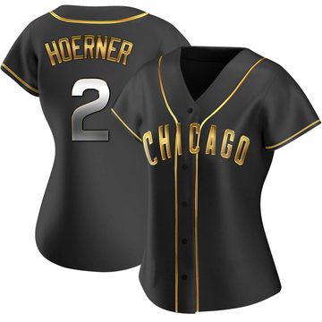 Replica Nico Hoerner Women's Chicago Cubs Black Golden Alternate Jersey