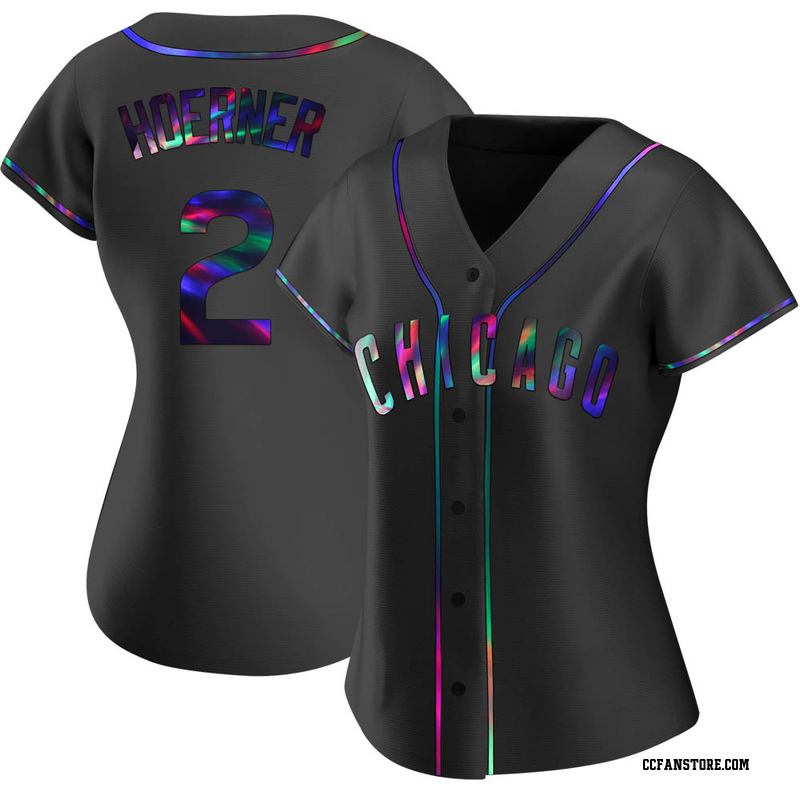 Replica Nico Hoerner Women's Chicago Cubs Black Holographic Alternate Jersey