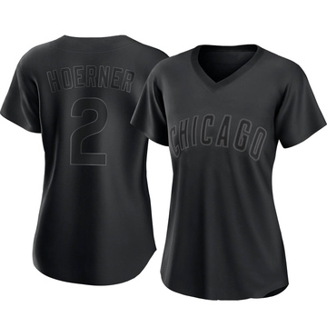 Replica Nico Hoerner Women's Chicago Cubs Black Pitch Fashion Jersey