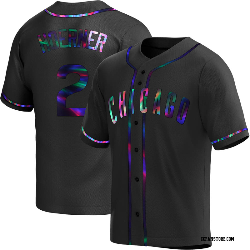 Replica Nico Hoerner Youth Chicago Cubs Black Holographic Alternate Jersey