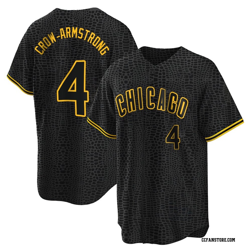 Replica Pete Crow-Armstrong Men's Chicago Cubs Black Snake Skin City Jersey