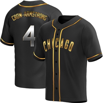 Replica Pete Crow-Armstrong Youth Chicago Cubs Black Golden Alternate Jersey