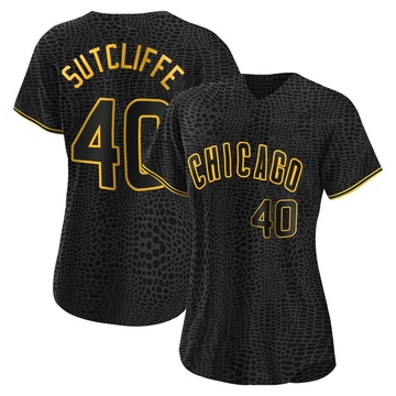 Replica Rick Sutcliffe Women's Chicago Cubs Black Snake Skin City Jersey