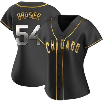 Replica Ryan Brasier Women's Chicago Cubs Black Golden Alternate Jersey