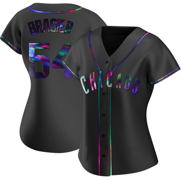 Replica Ryan Brasier Women's Chicago Cubs Black Holographic Alternate Jersey