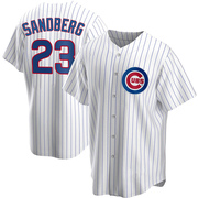 Replica Ryne Sandberg Men's Chicago Cubs White Home Jersey